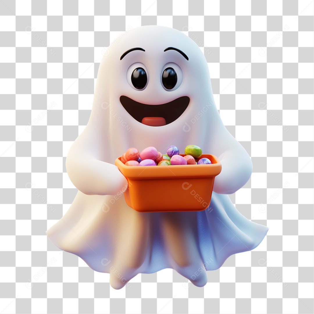 Elemento 3D Fantasma do Halloween PNG Transparente