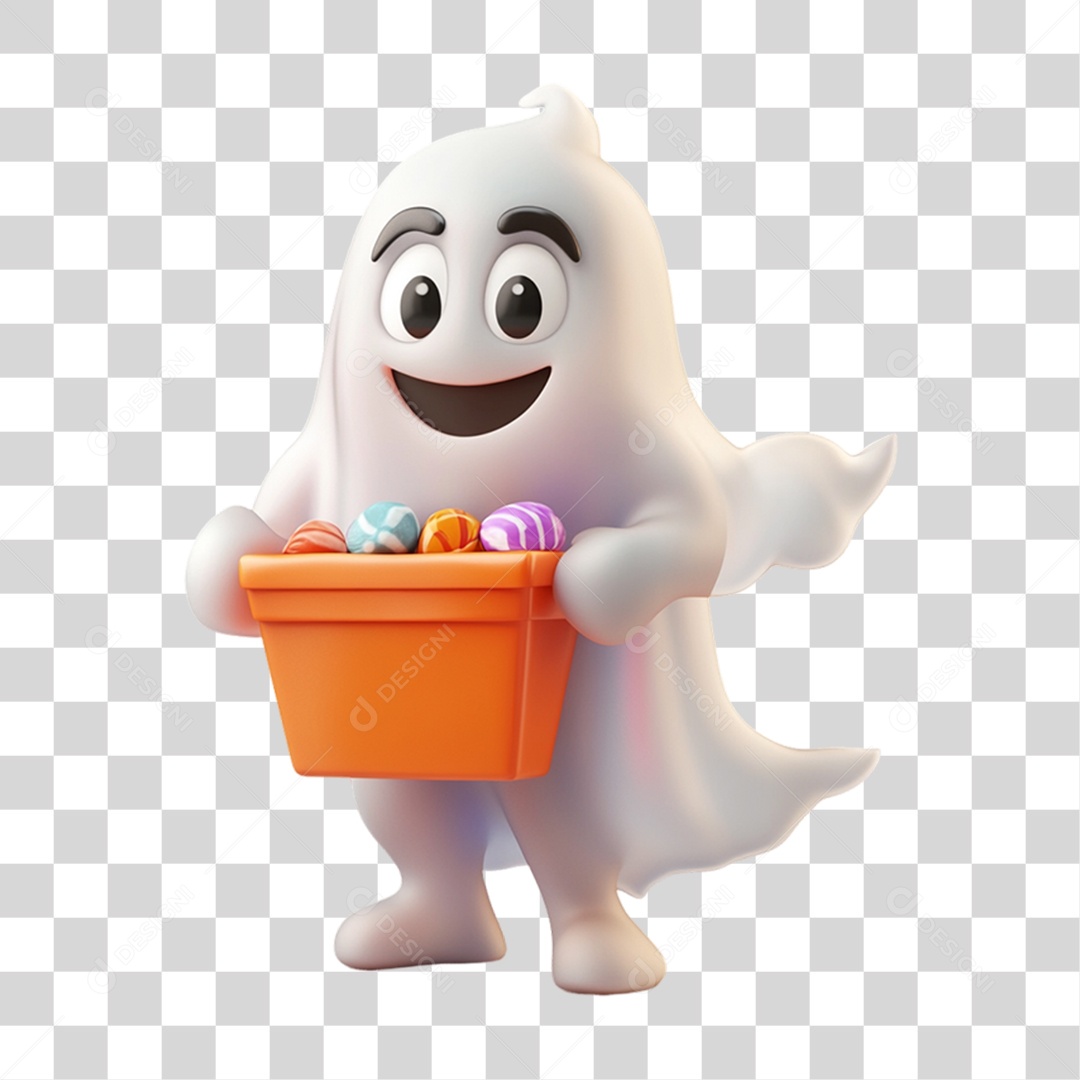 Elemento 3D Fantasma do Halloween PNG Transparente