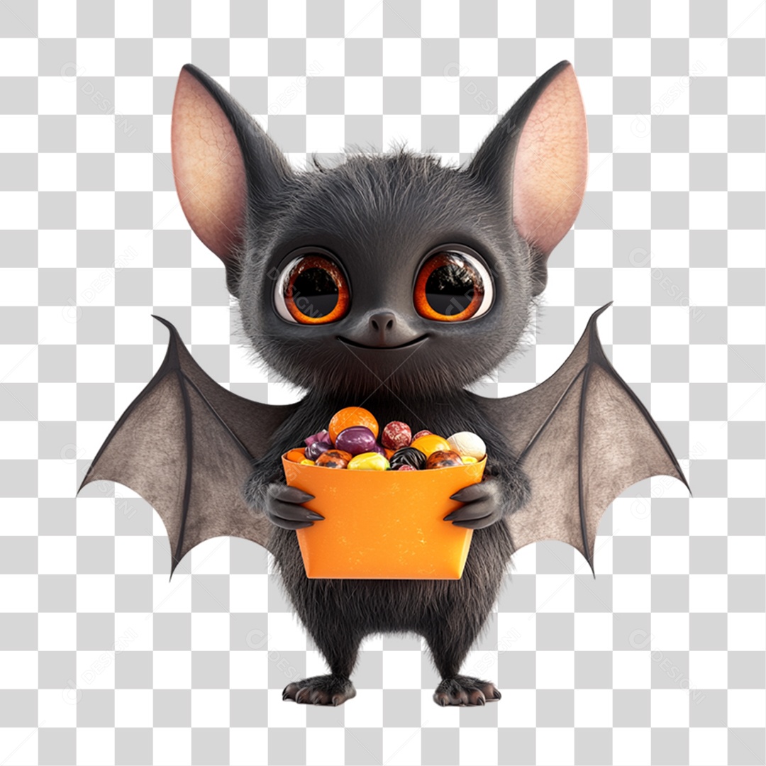 Elemento 3D Morcego Halloween PNG Transparente