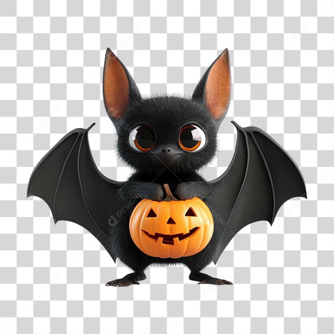 Elemento 3D Morcego Halloween PNG Transparente