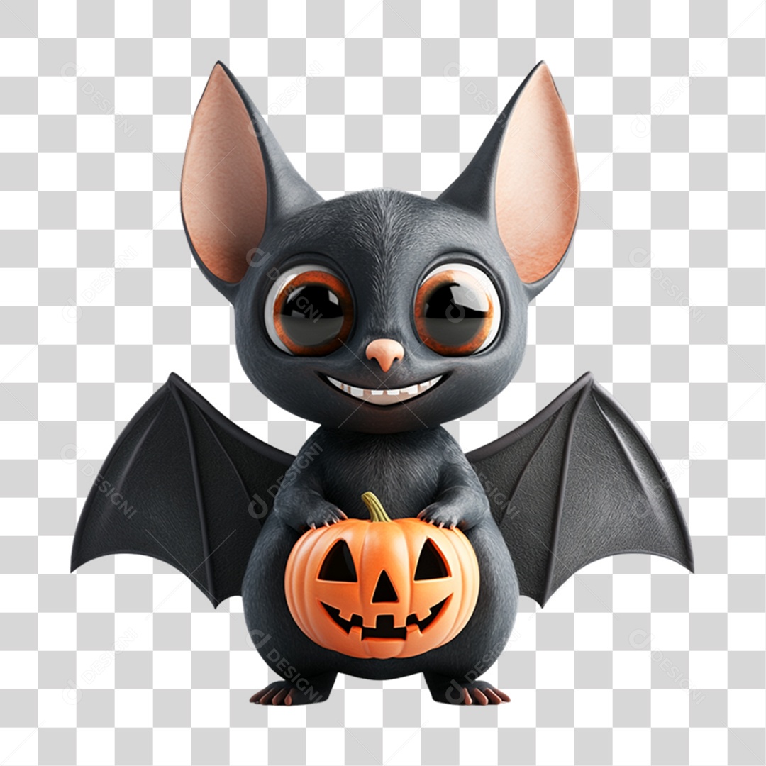Elemento 3D Morcego Halloween PNG Transparente