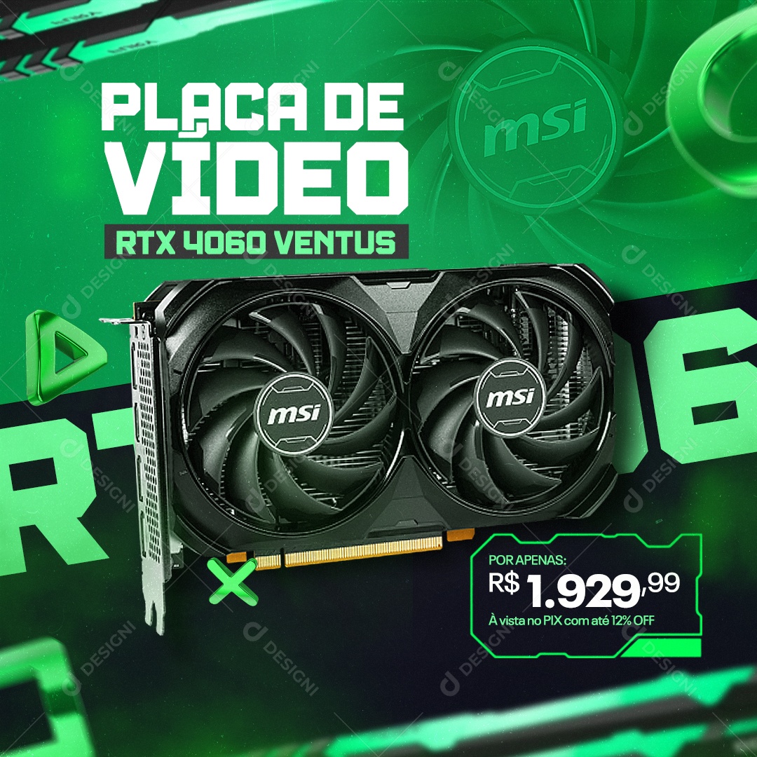 Loja de Eletrônicos Placa de Video Social Media PSD Editável