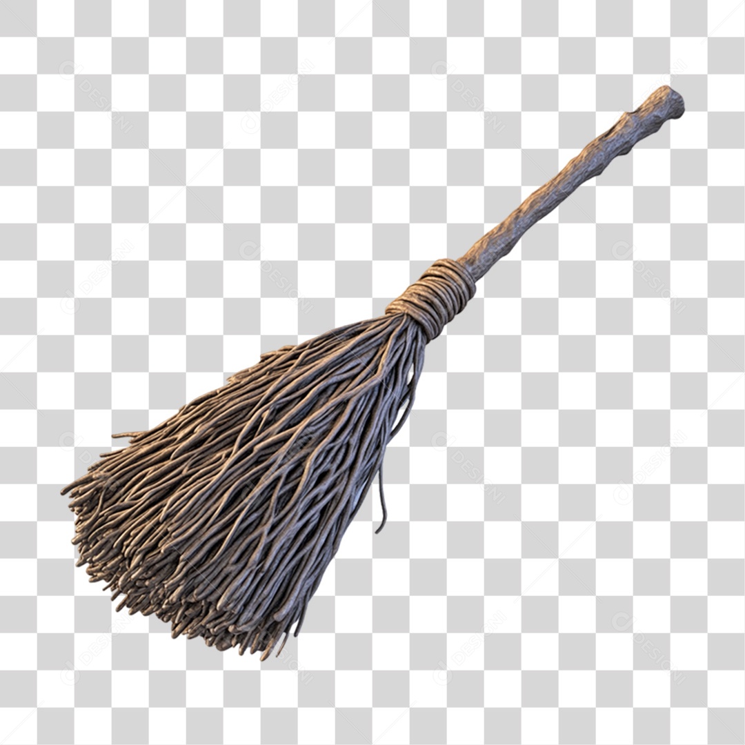 Elemento 3D Vassoura do Halloween PNG Transparente