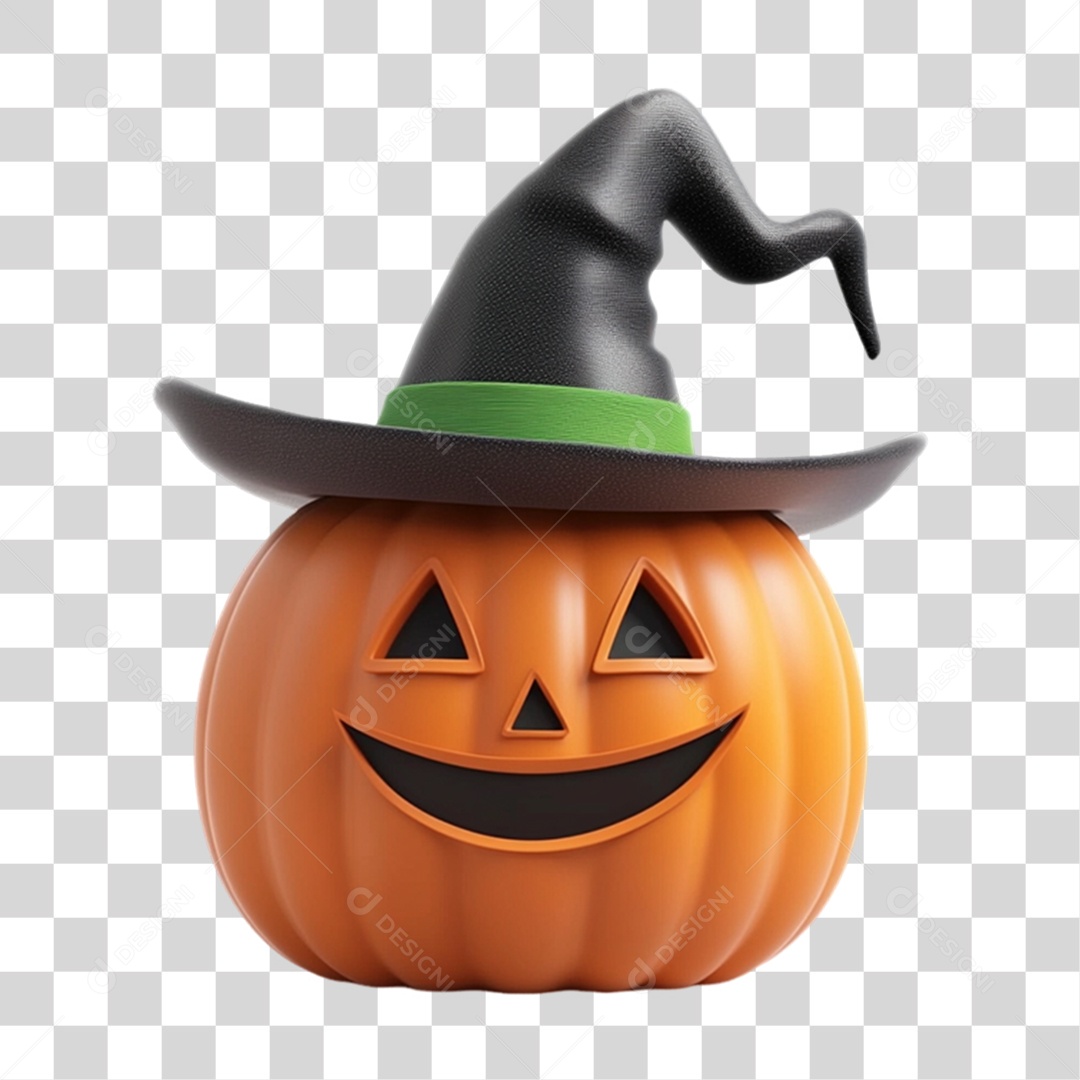 Elemento 3D Abóbora Halloween PNG Transparente