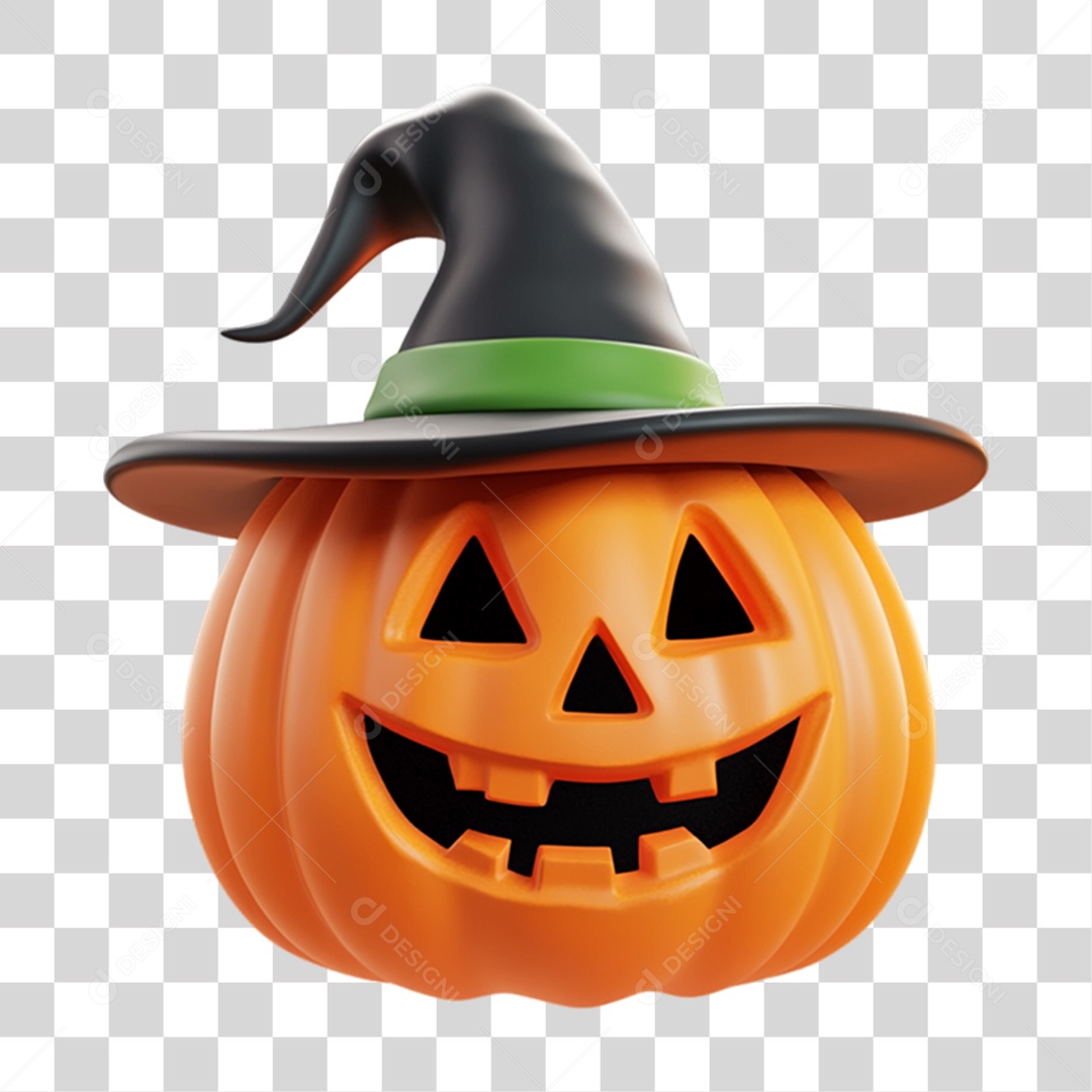 Elemento 3D Abóbora Halloween PNG Transparente