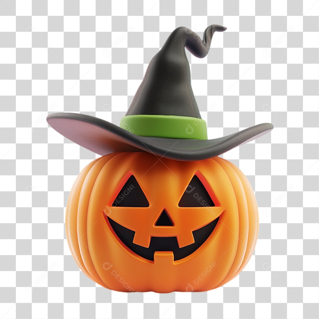 Elemento 3D Abóbora Halloween PNG Transparente