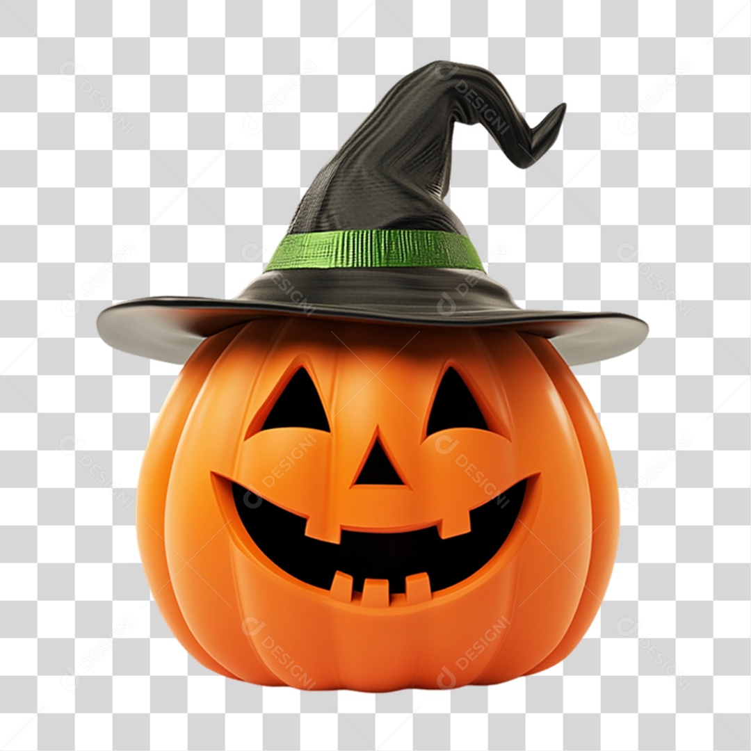 Elemento 3D Abóbora Halloween PNG Transparente