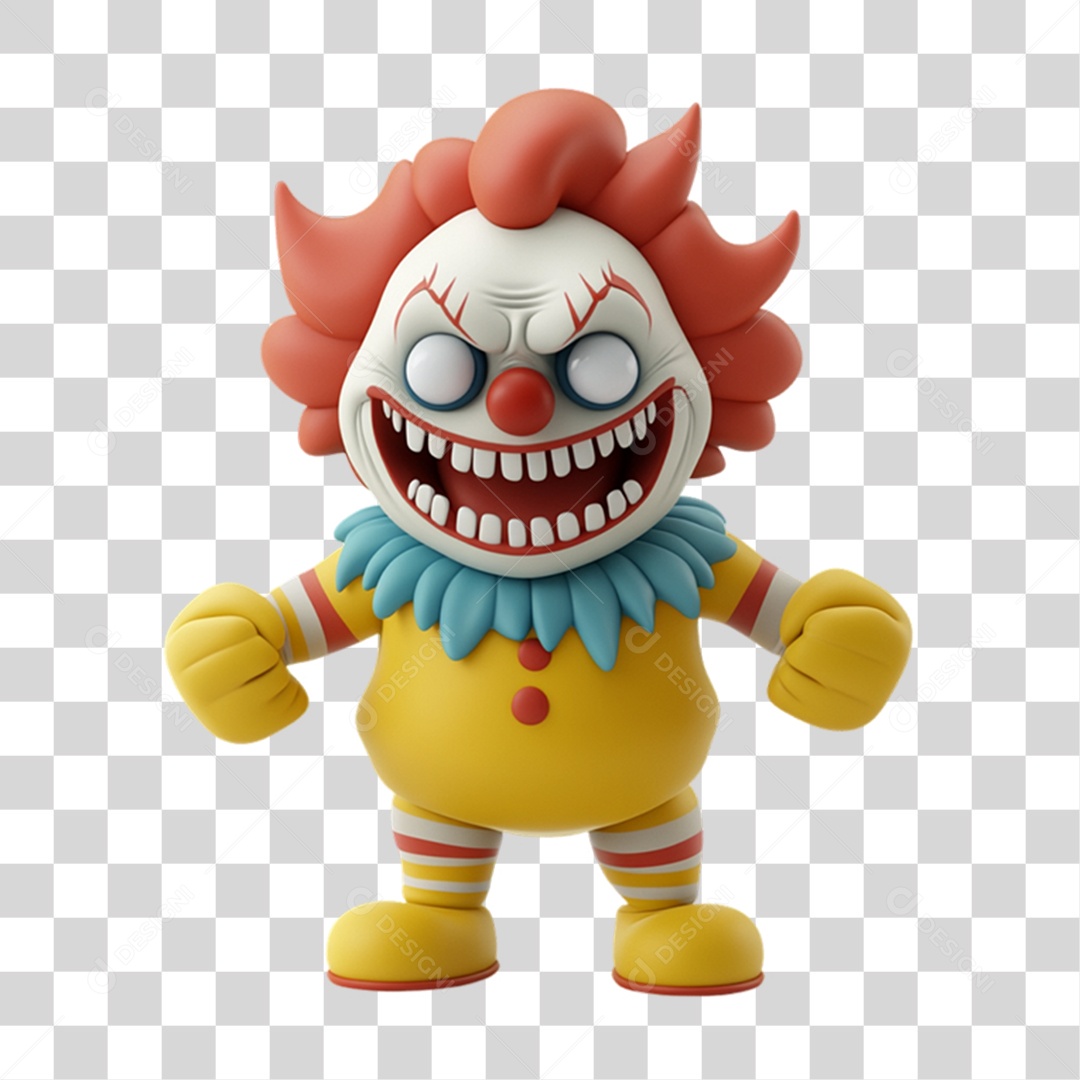 Elemento 3D Personagem Palhaço do Halloween PNG Transparente