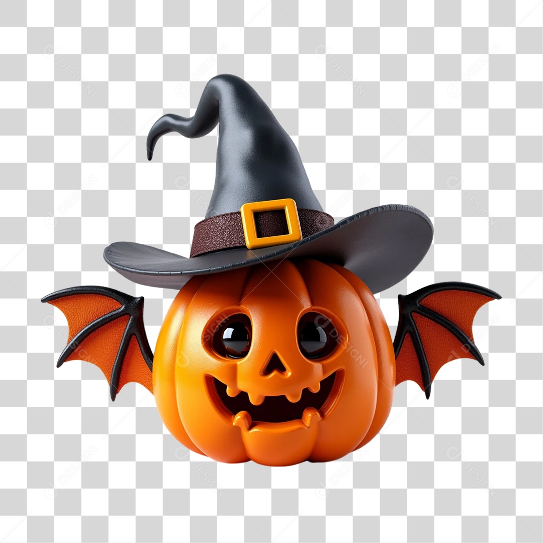 Elemento 3D Abóbora Halloween PNG Transparente