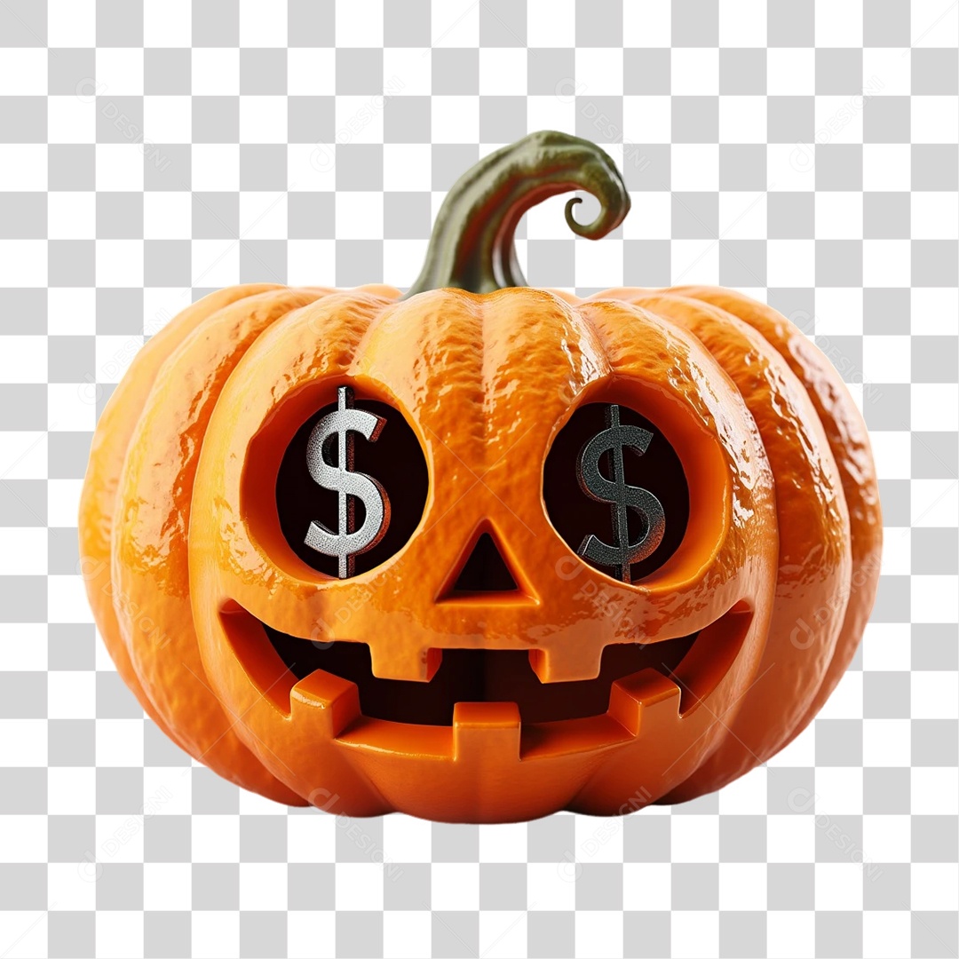 Elemento 3D Abóbora Halloween PNG Transparente