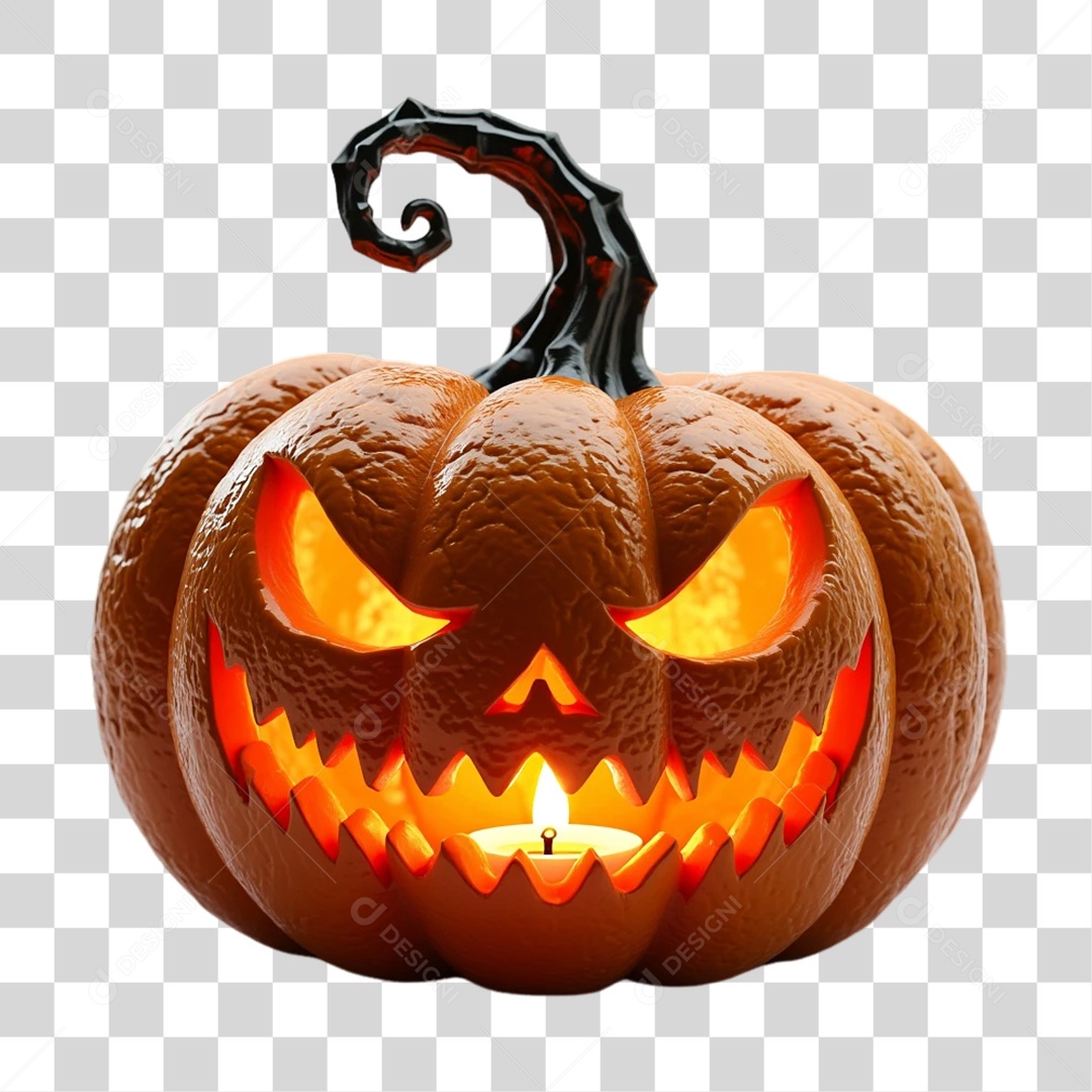 Elemento 3D Abóbora Halloween PNG Transparente
