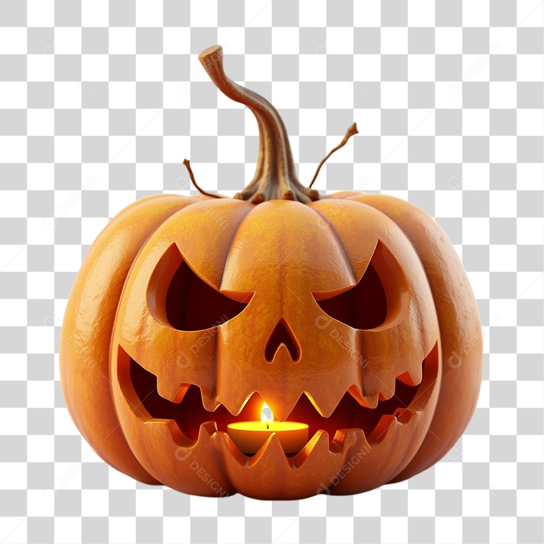 Elemento 3D Abóbora Halloween PNG Transparente