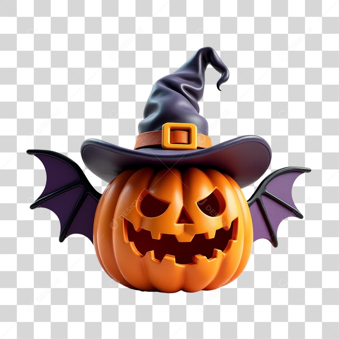 Elemento 3D Abóbora Halloween PNG Transparente