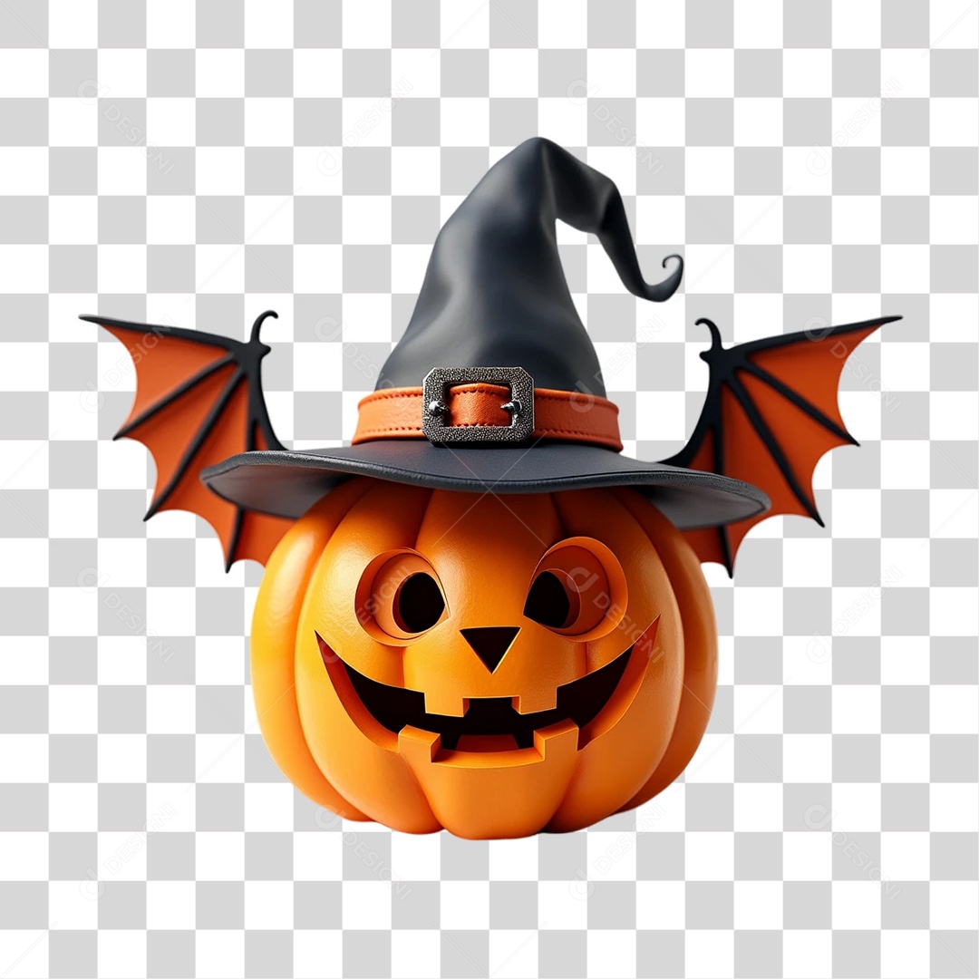 Elemento 3D Abóbora Halloween PNG Transparente