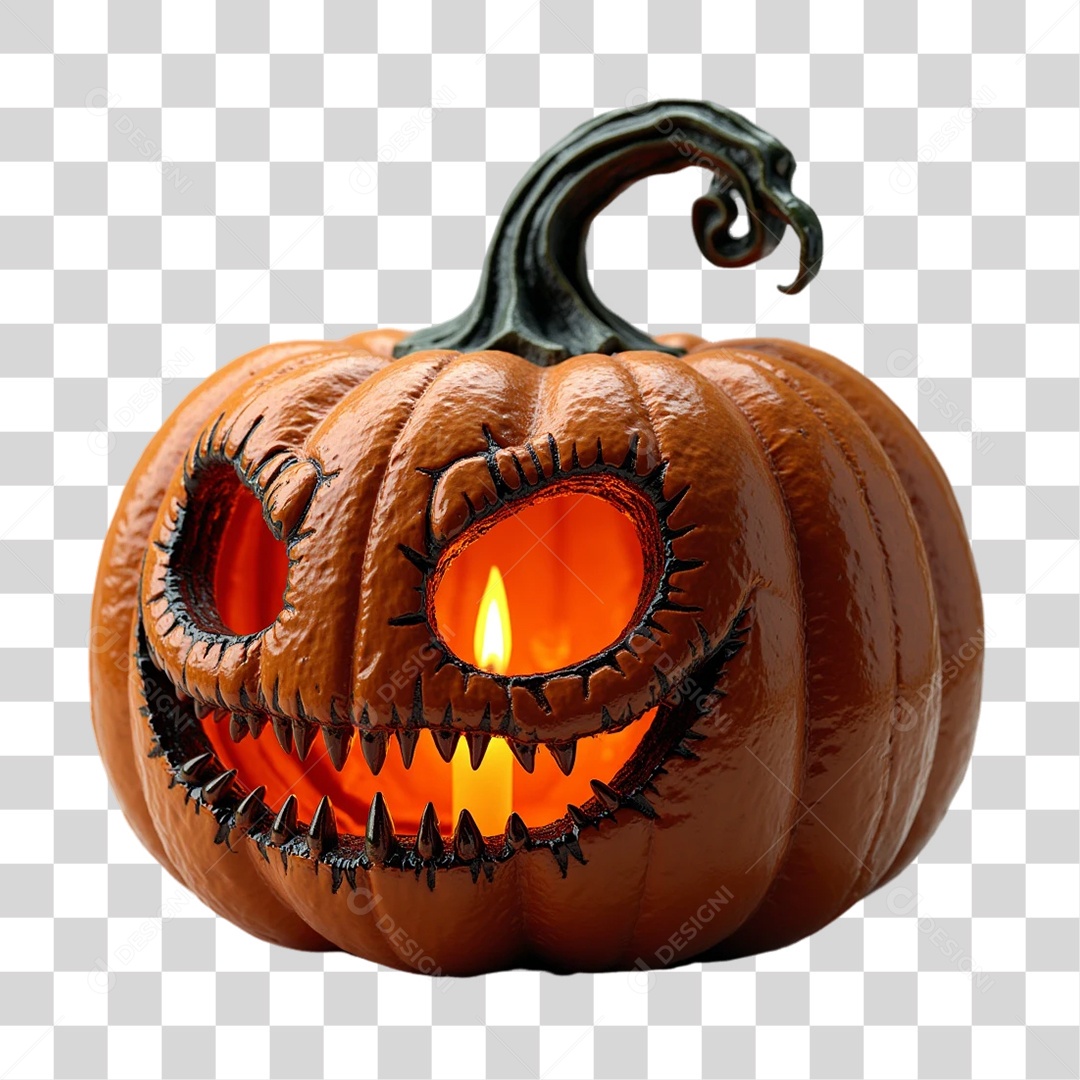 Elemento 3D Abóbora Halloween PNG Transparente