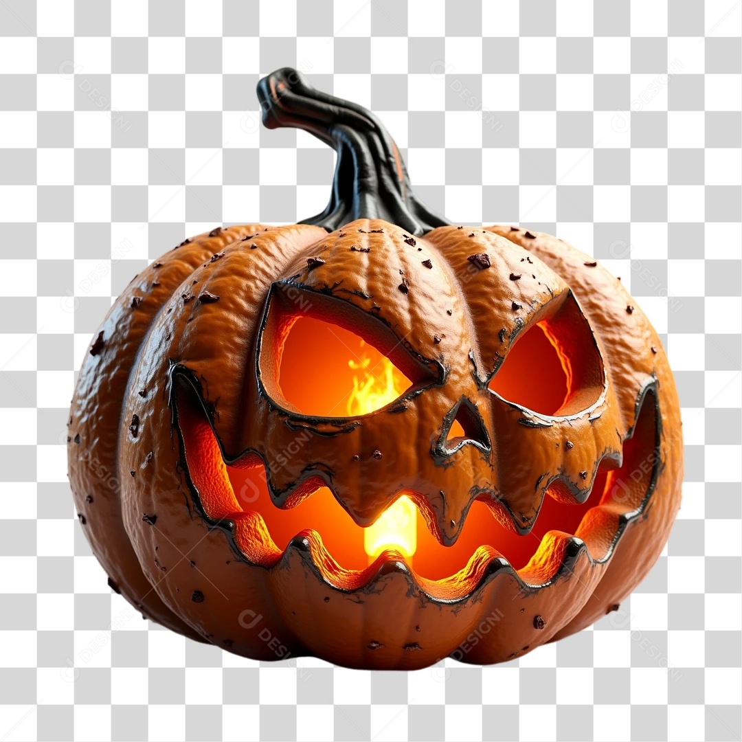 Elemento 3D Abóbora Halloween PNG Transparente