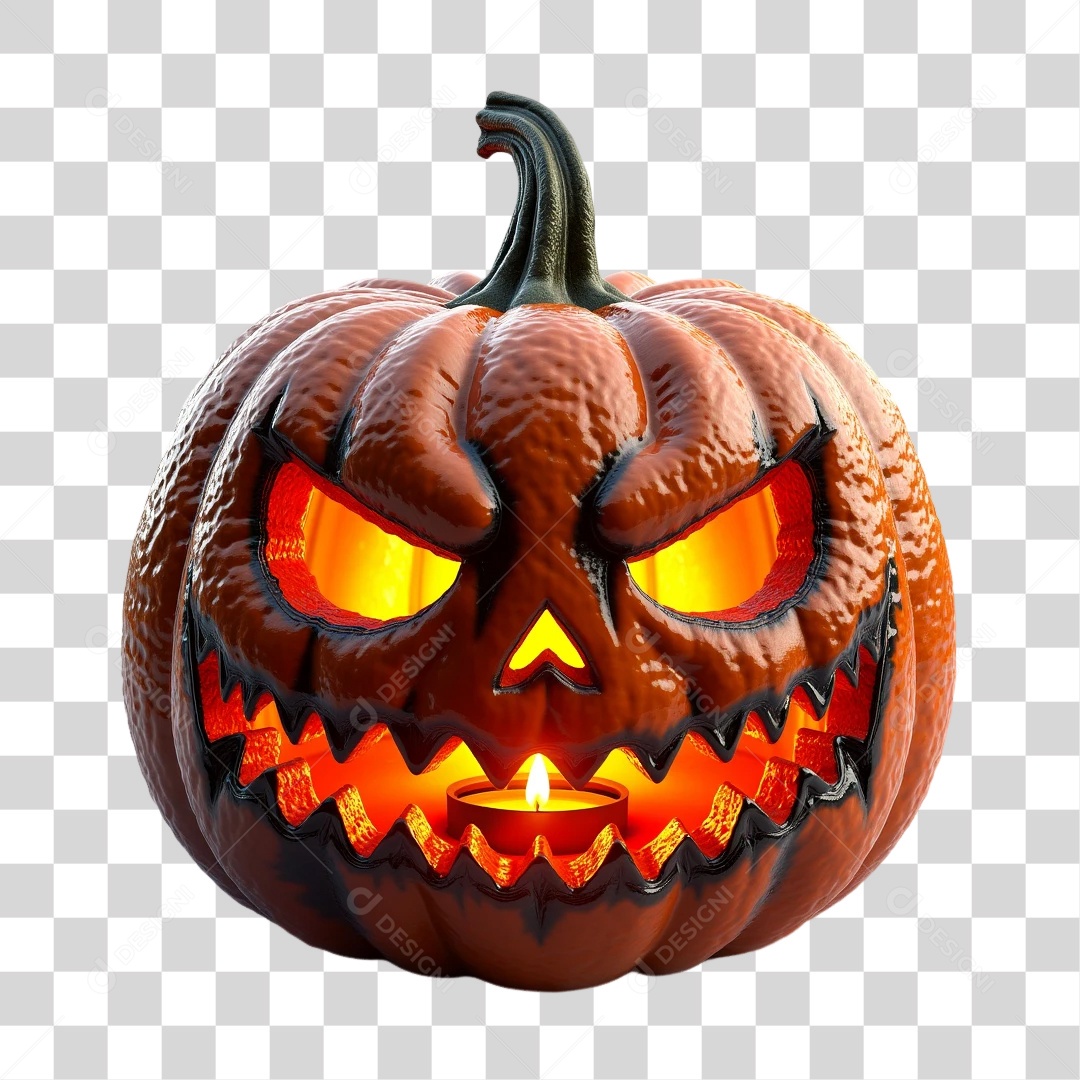 Elemento 3D Abóbora Halloween PNG Transparente