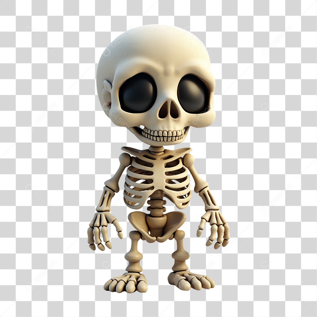 Elemento 3D Esqueleto do Halloween PNG Transparente