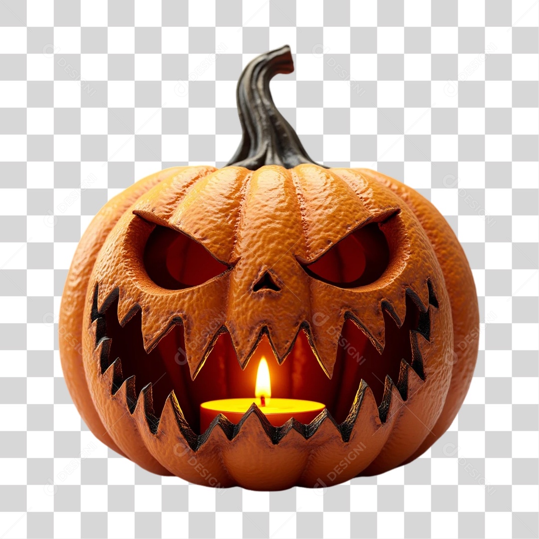 Elemento 3D Abóbora Halloween PNG Transparente