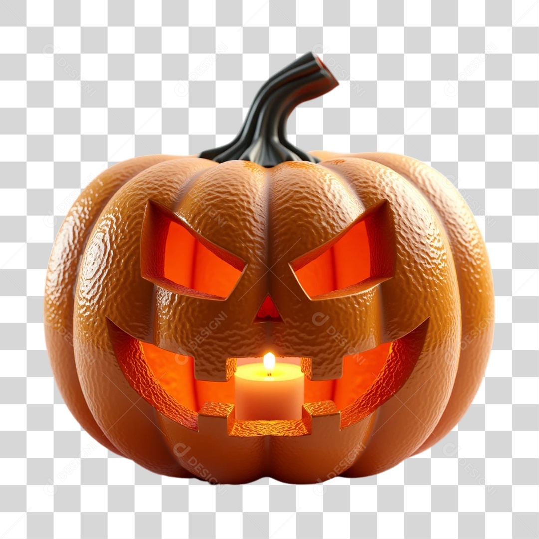 Elemento 3D Abóbora Halloween PNG Transparente