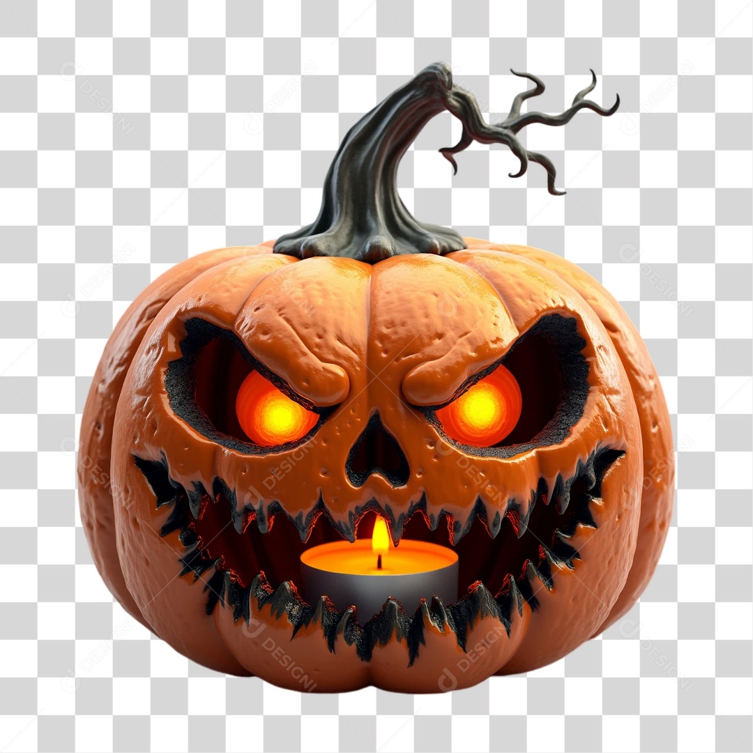Elemento 3D Abóbora Halloween PNG Transparente