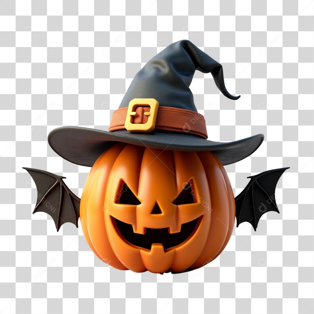 Elemento 3D Abóbora Halloween PNG Transparente