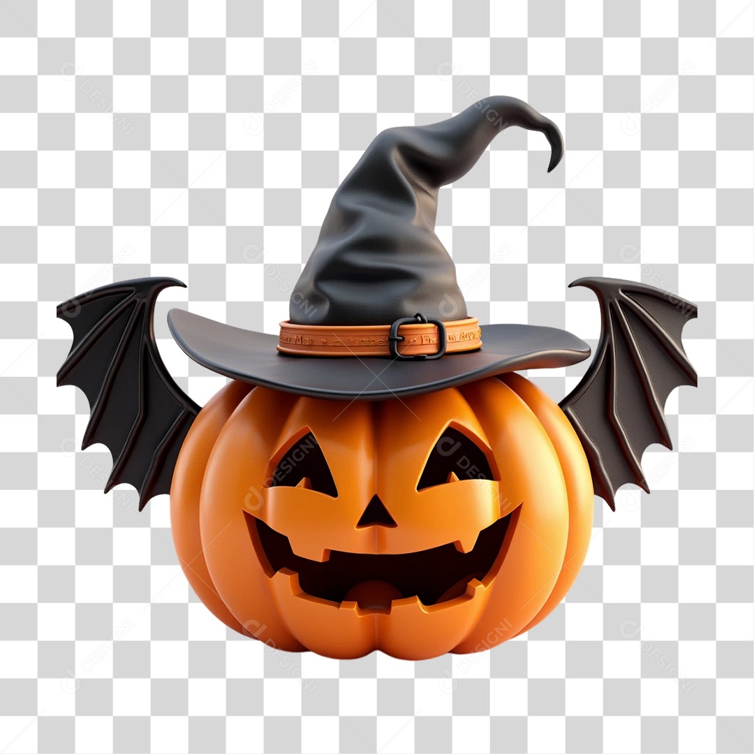 Elemento 3D Abóbora Halloween PNG Transparente