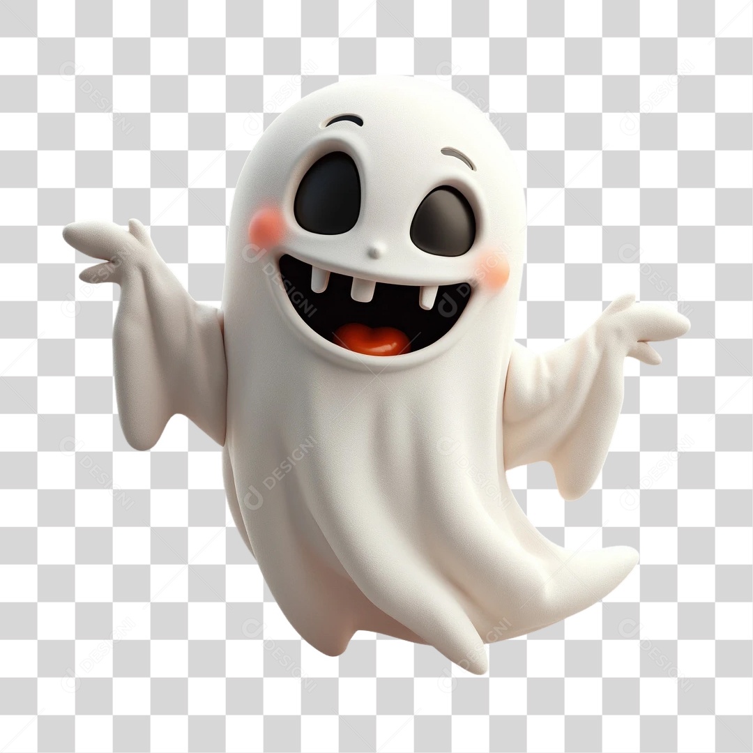 Elemento 3D Fantasma do Halloween PNG Transparente
