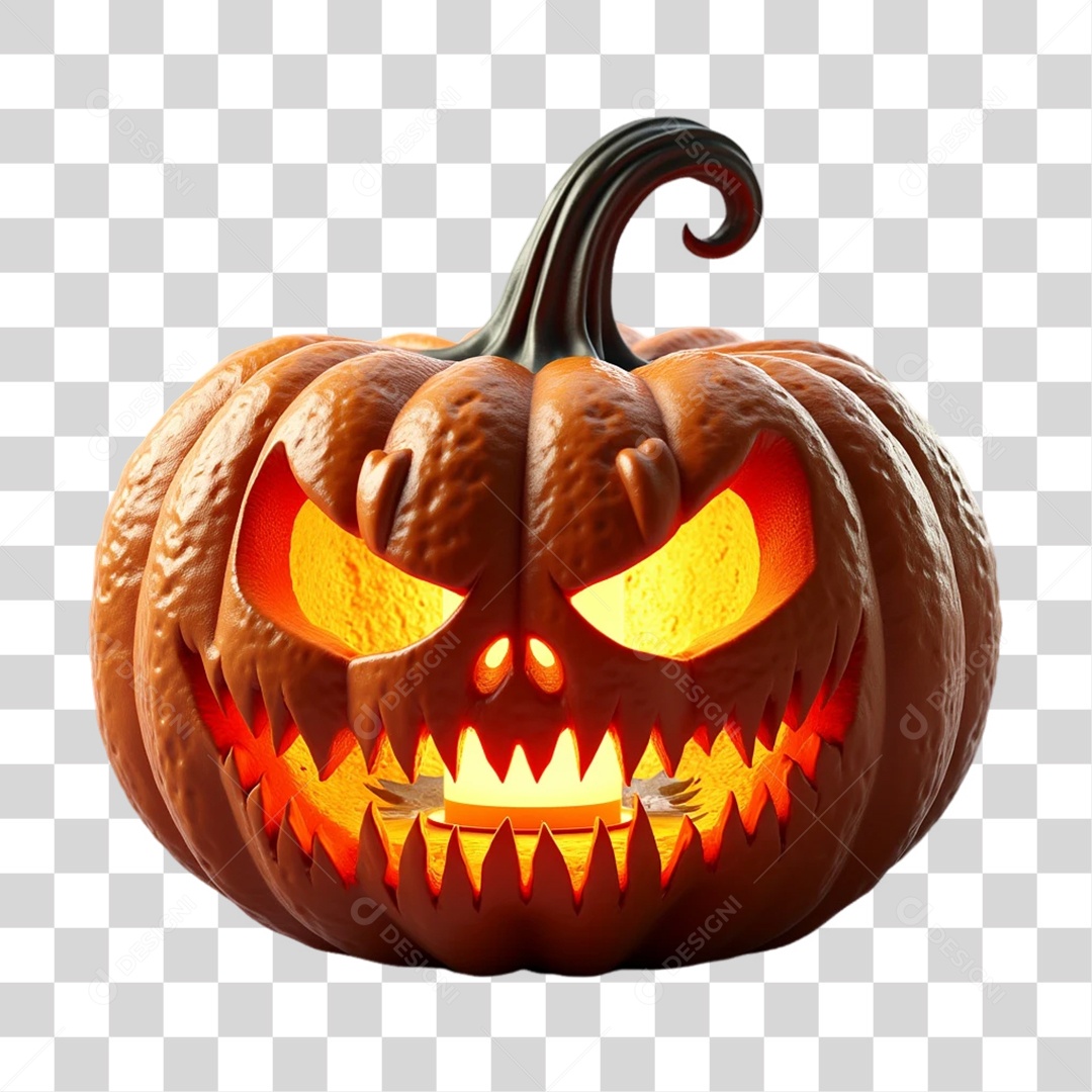 Elemento 3D Abóbora Halloween PNG Transparente
