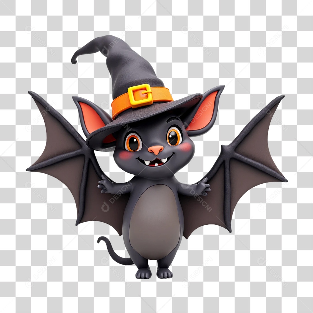Elemento 3D Morcego Halloween PNG Transparente