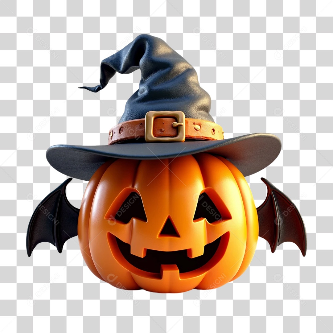 Elemento 3D Abóbobora Dia das Bruxas Halloween PNG Transparente