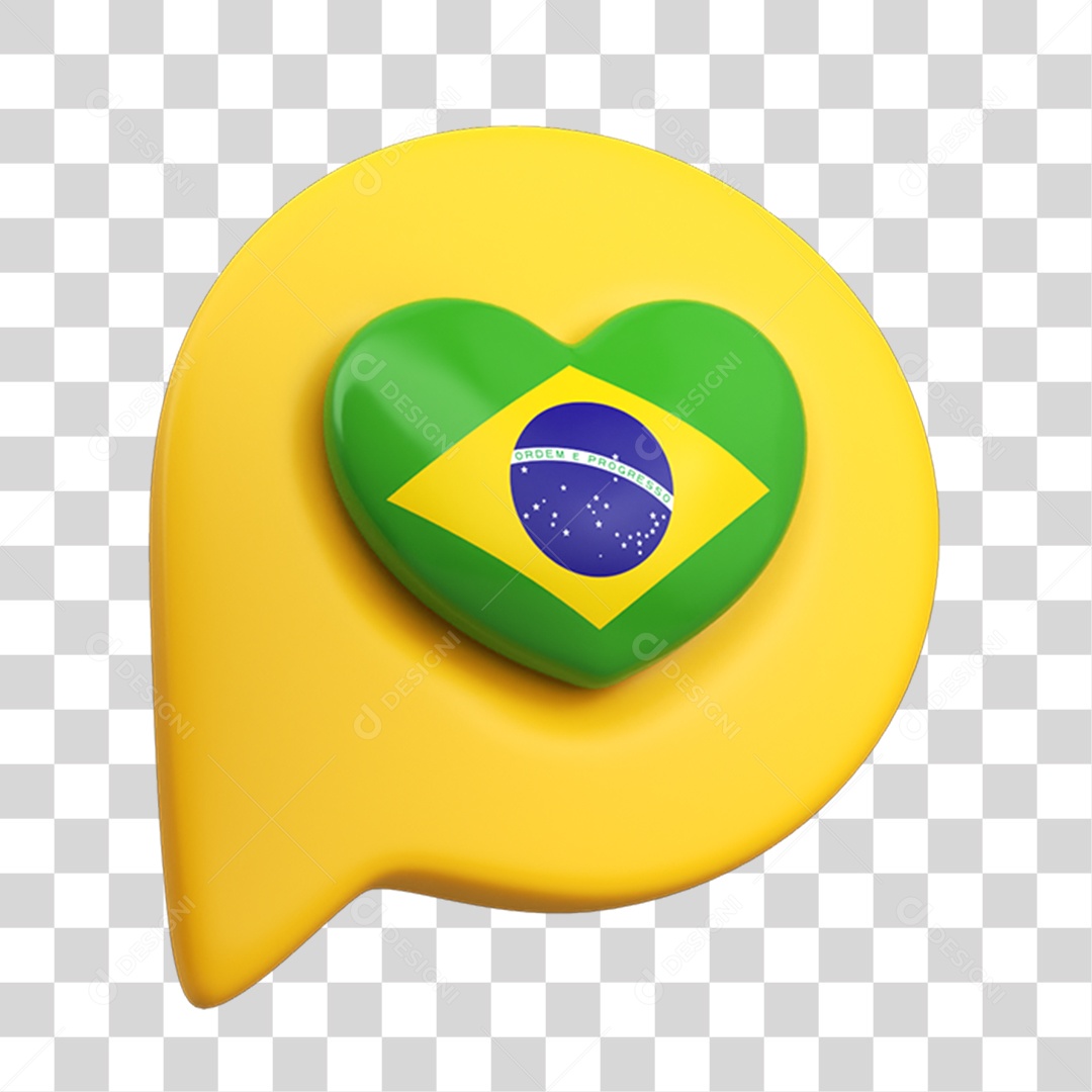 Elemento 3D Caixa de Mensagem Bandeira do Brasil PNG Transparente