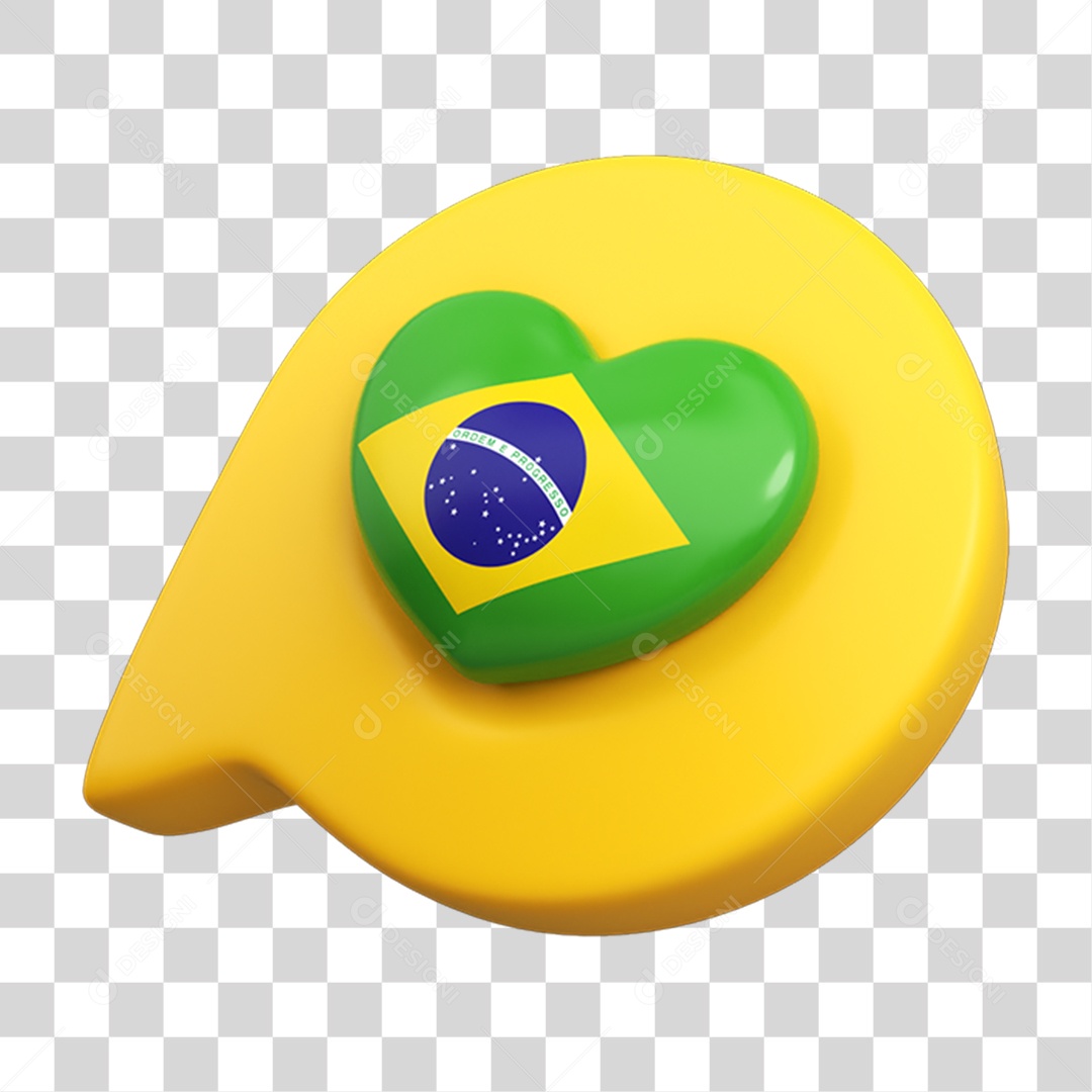 Elemento 3D Caixa de Mensagem Bandeira do Brasil PNG Transparente