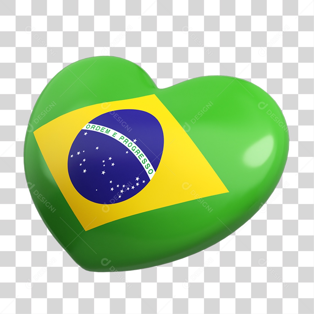 Elemento 3D Caixa de Mensagem Bandeira do Brasil PNG Transparente