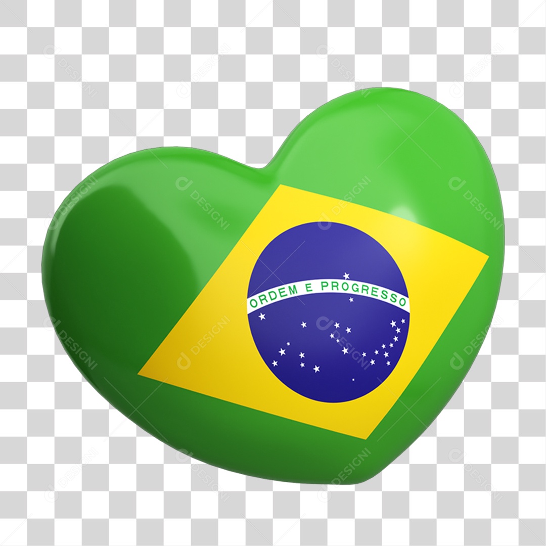 Elemento 3D Caixa de Mensagem Bandeira do Brasil PNG Transparente