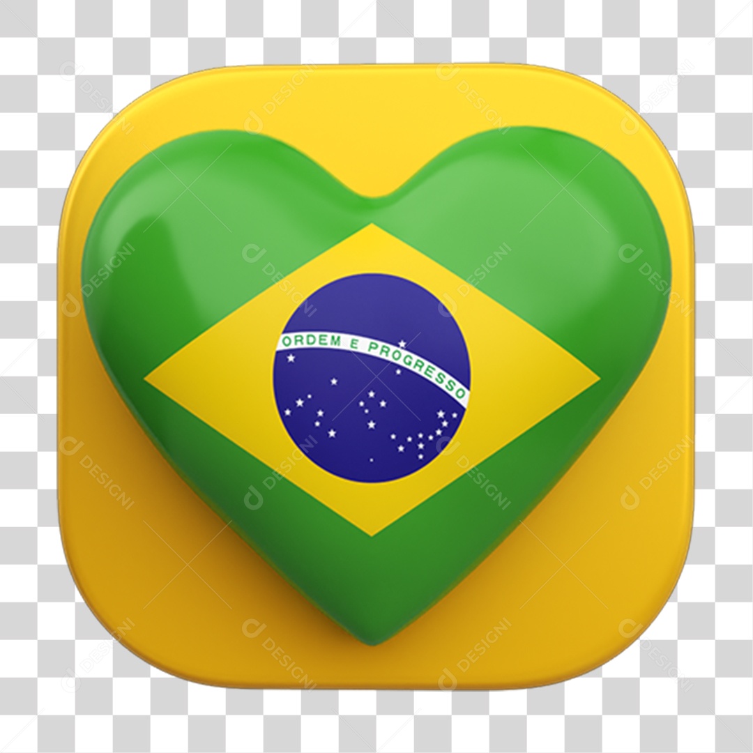 Elemento 3D Caixa de Mensagem Bandeira do Brasil PNG Transparente