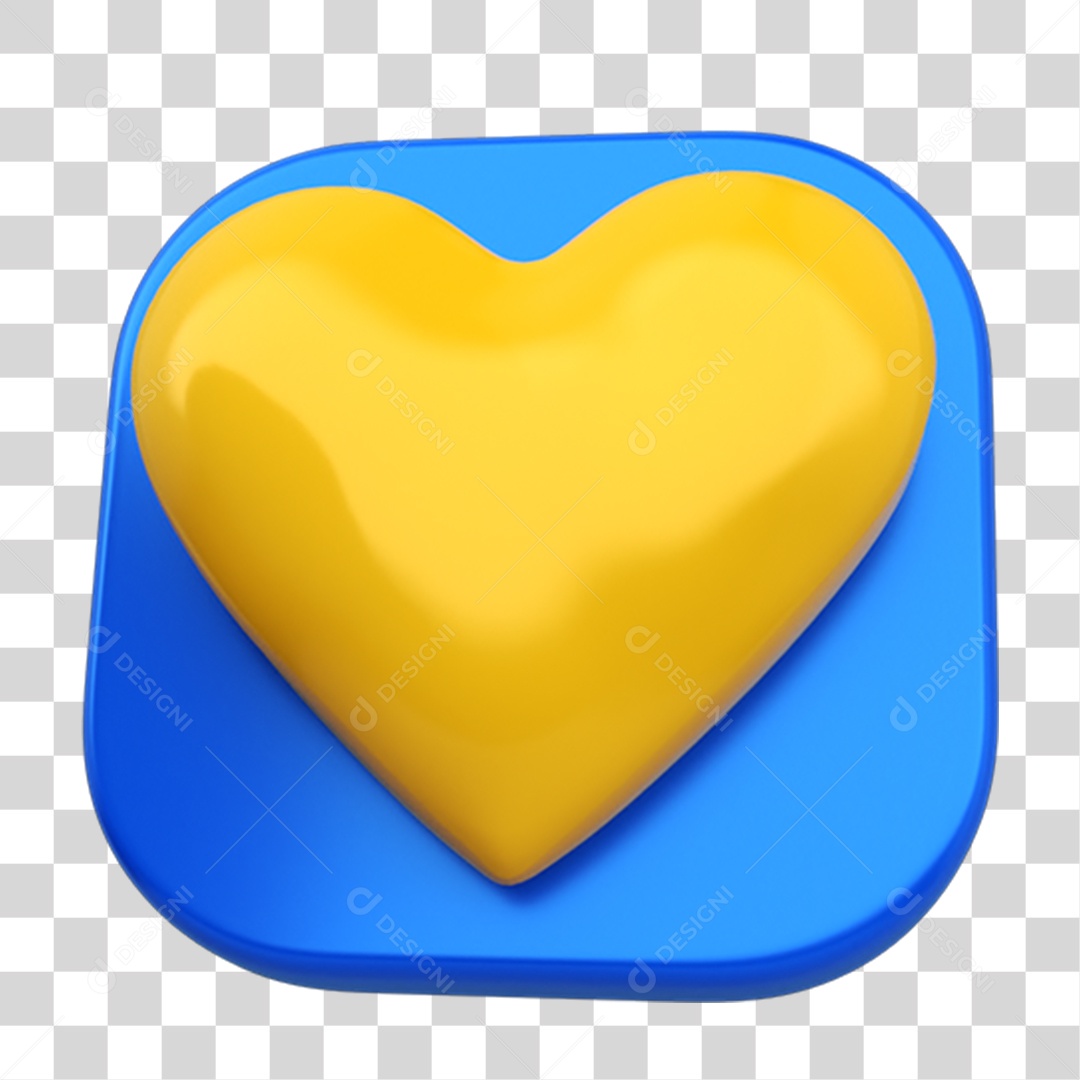 Elemento 3D Placa Coração PNG Transparente