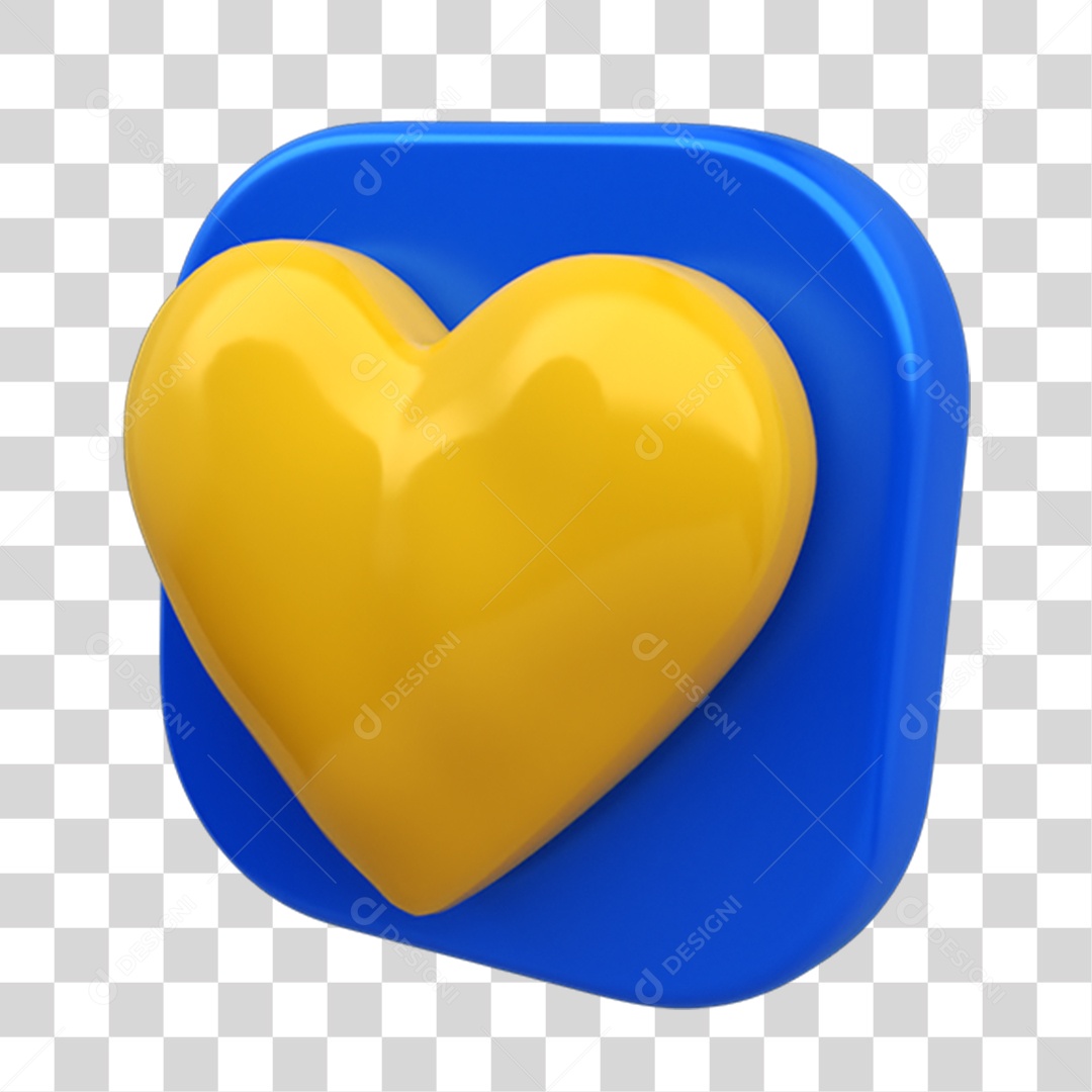 Elemento 3D Placa Coração PNG Transparente