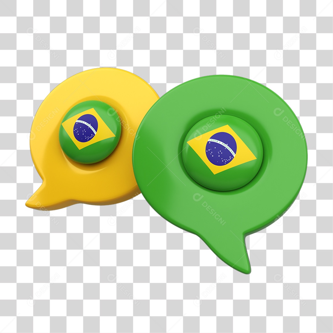 Elemento 3D Caixa de Mensagem Bandeira do Brasil PNG Transparente