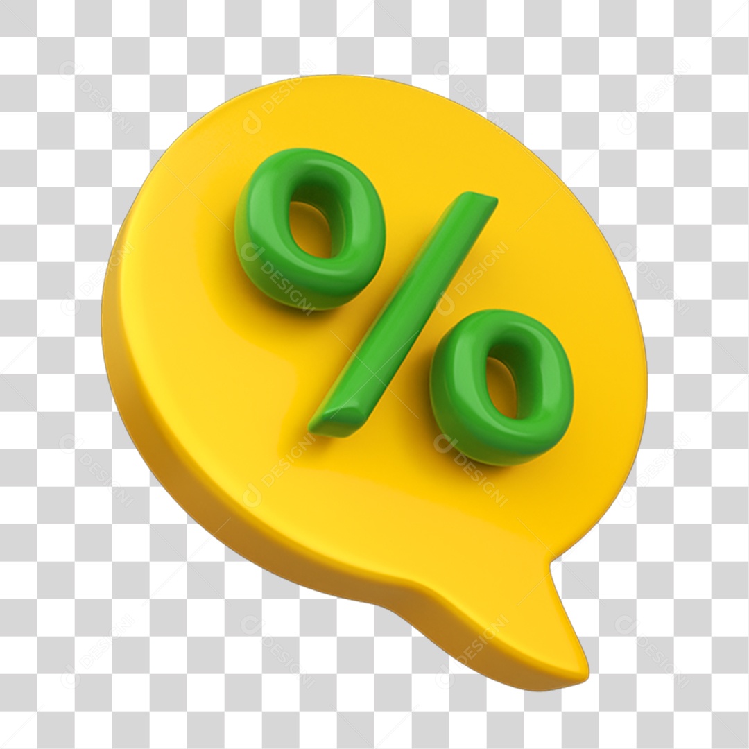 Elemento 3D Placa Símbolo de Porcentagem % PNG Transparente