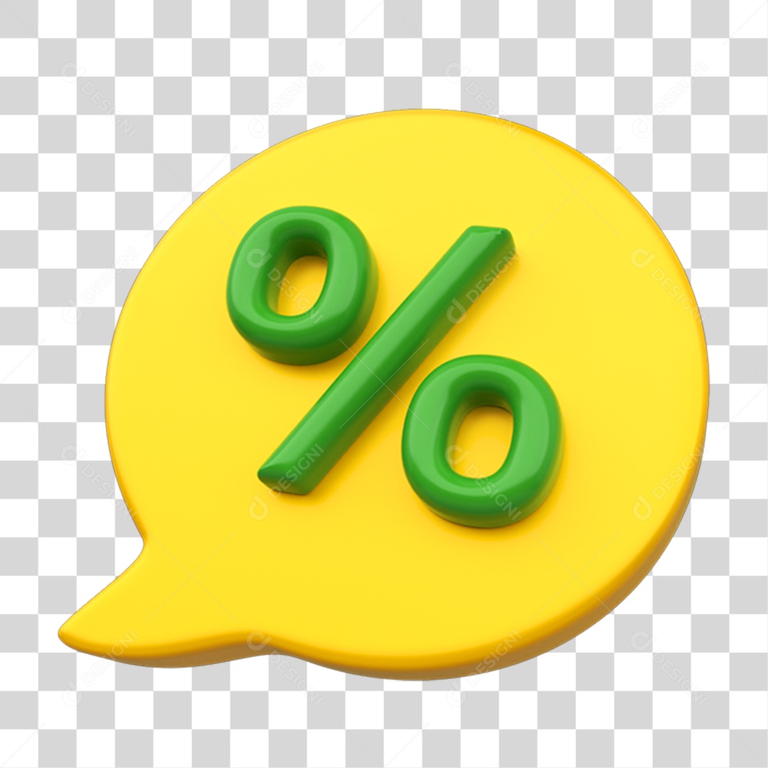 Elemento 3D Placa Símbolo de Porcentagem % PNG Transparente