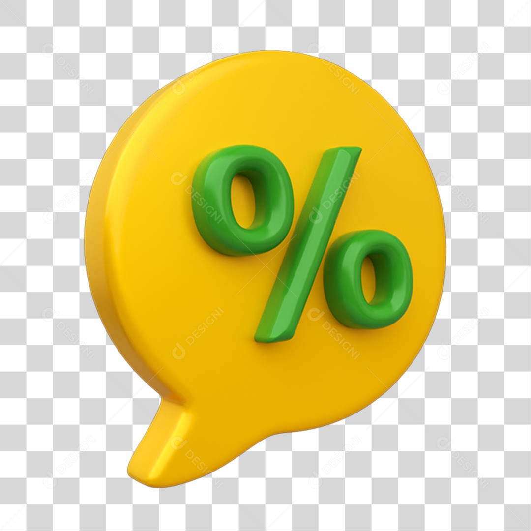 Elemento 3D Placa Símbolo de Porcentagem % PNG Transparente