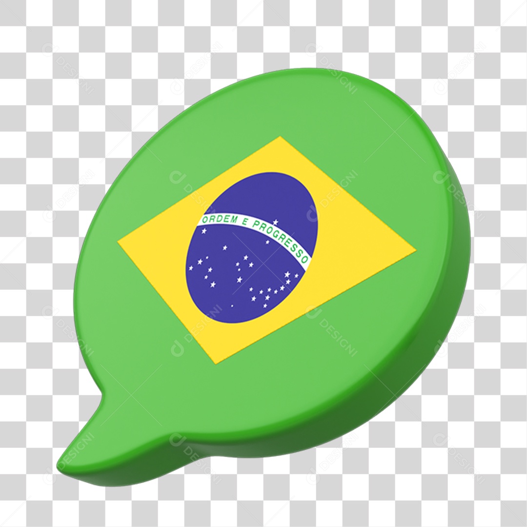 Elemento 3D Caixa de Mensagem Bandeira do Brasil PNG Transparente