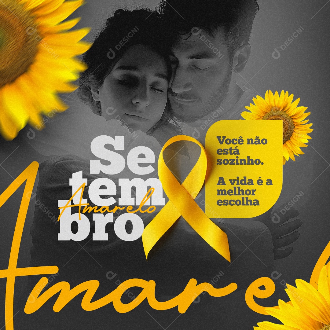 Setembro Amarelo Mês de Prevenção ao Suicídio Social Media PSD Editável