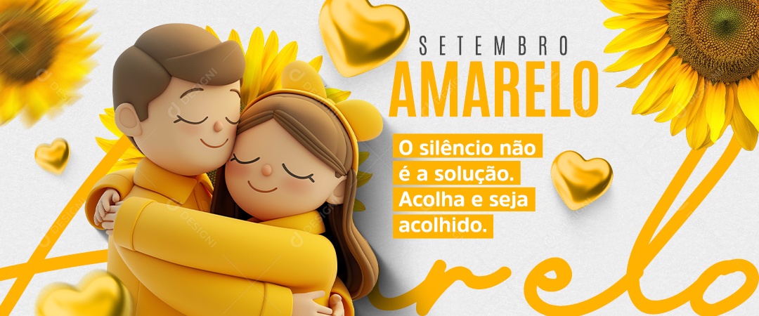 Banner Setembro Amarelo Mês de Prevenção ao Suicídio Social Media PSD Editável