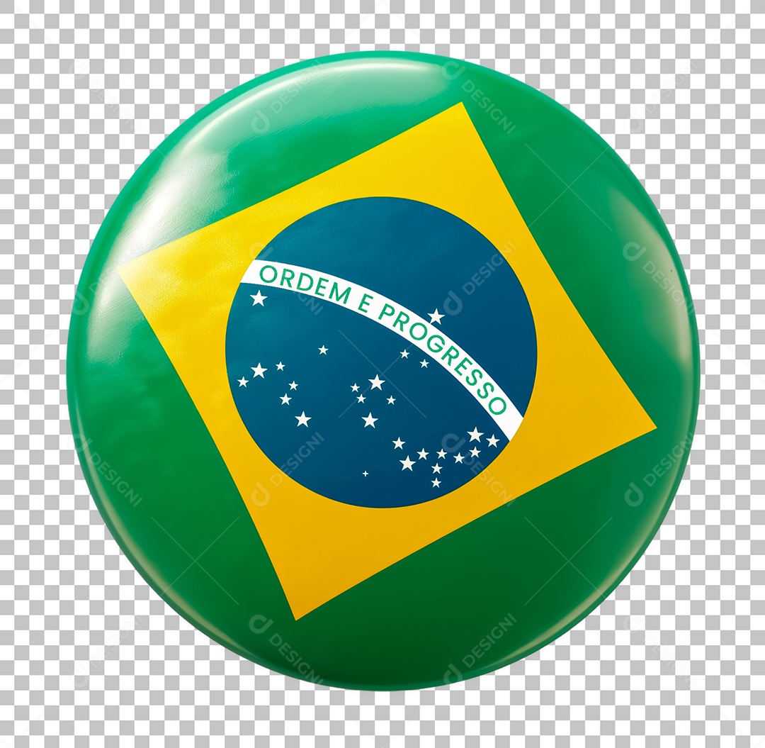 Broche da Bandeira do Brasil Elemento 3D para Composição PSD