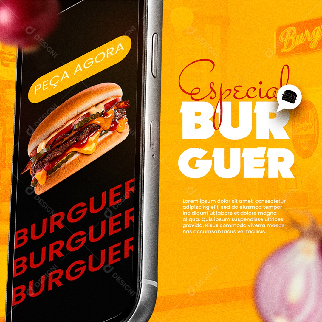 Especial Burguer Peça Agora Social Media PSD Editável