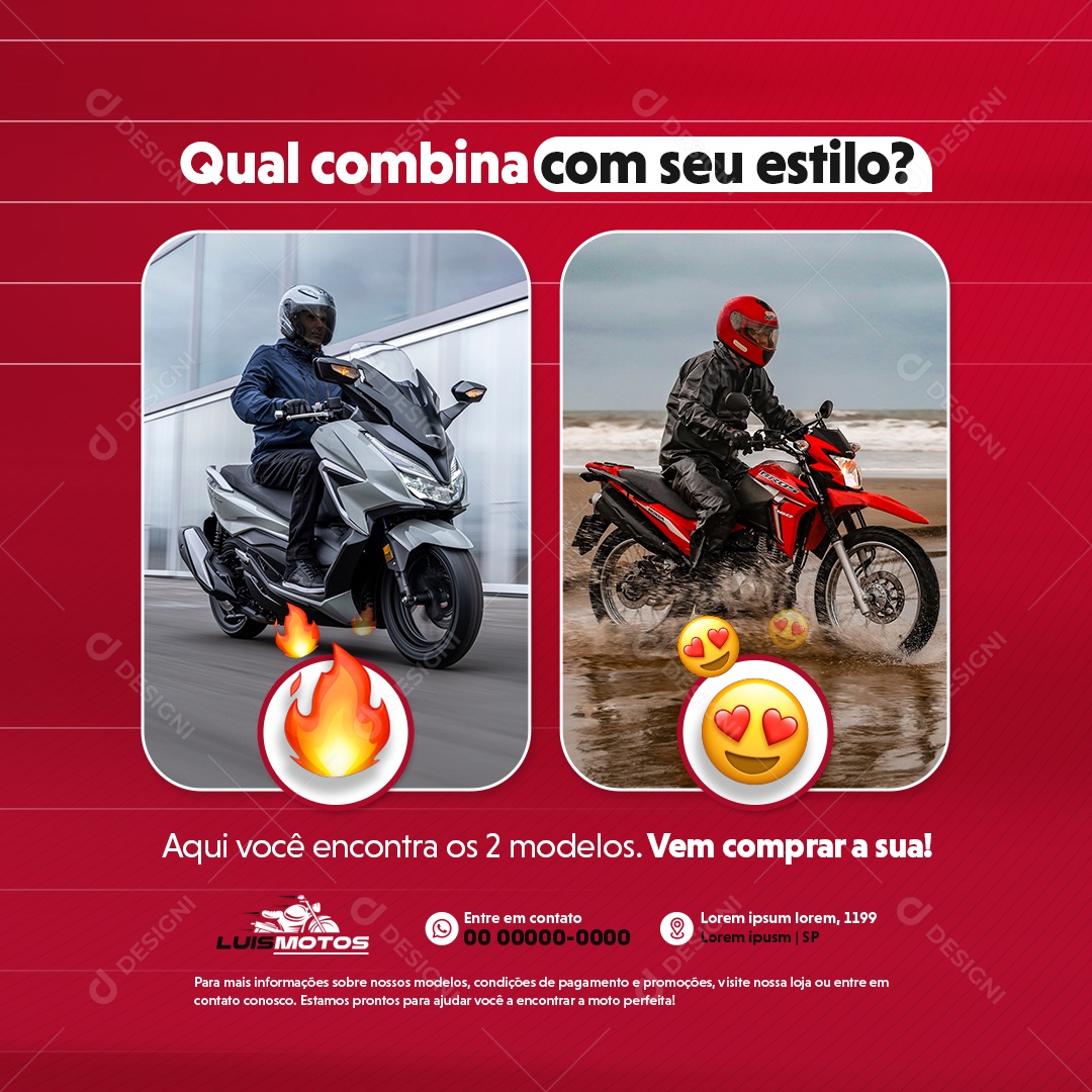 Concessionária de Motos Qual Combina com Seu Estilo Social Media PSD Editável