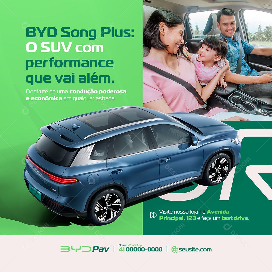 Concessionária Carro Elétrico Social Media PSD Editável