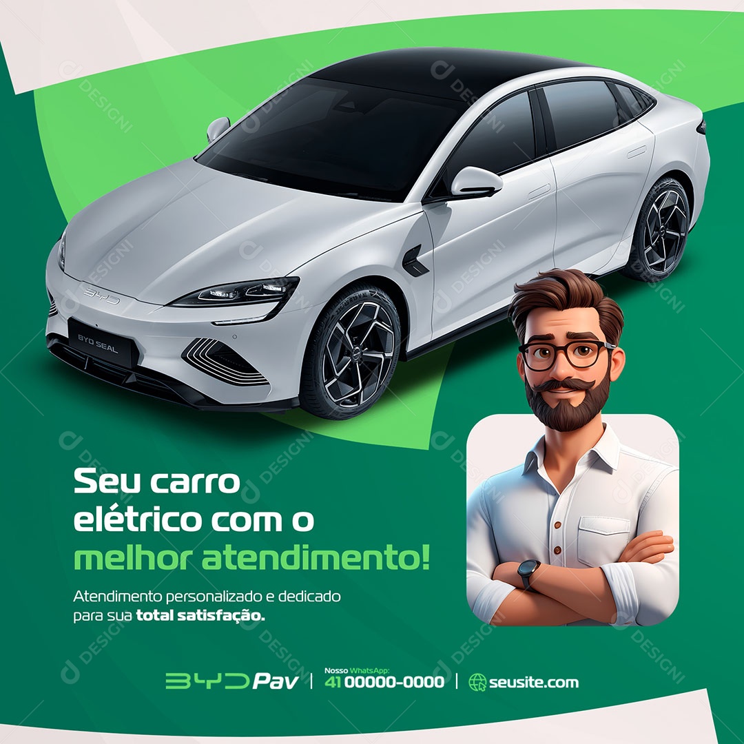 Concessionária Carro Elétrico o Melhor Atendimento Social Media PSD Editável